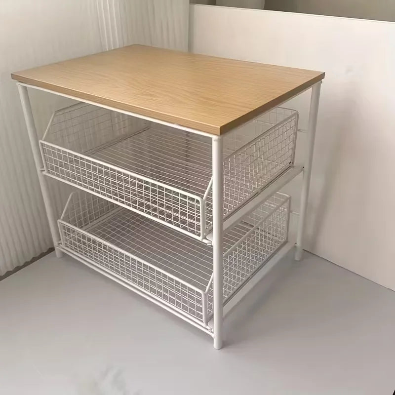1pc Space-Saving Countertop Organizer Drawer Metal Basket -