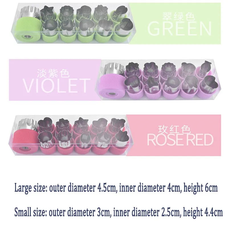 12pcs/Set Vegetables Cutter Heart Flower Animal Cartoon Shape