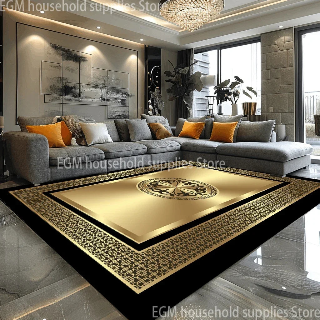 European Style Luxury Large Rugs Living Room Black
