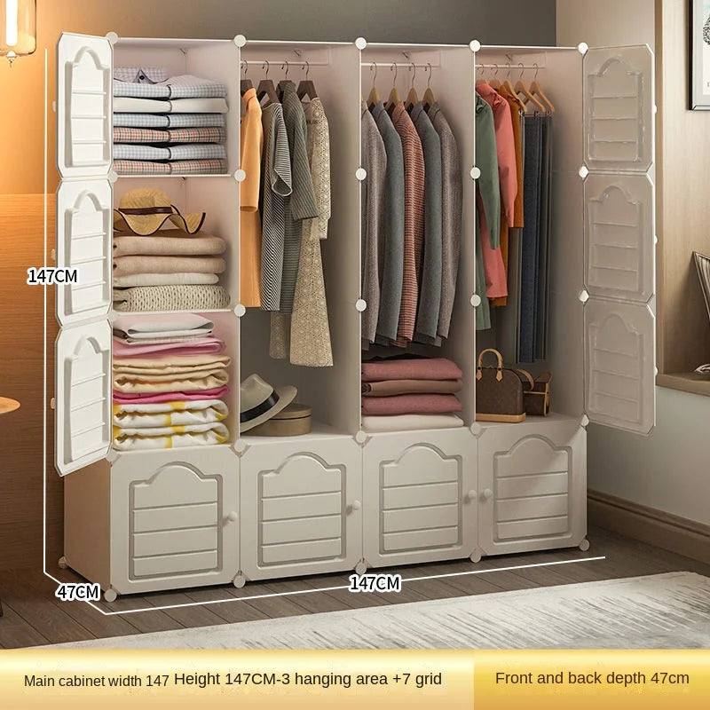 Bedroom Dustproof Clothes Cabinets Plastic Collapsible Durable