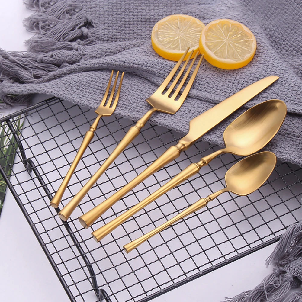 Pieces Knife Fork Spoon Gold Cutlery Complete Stainless