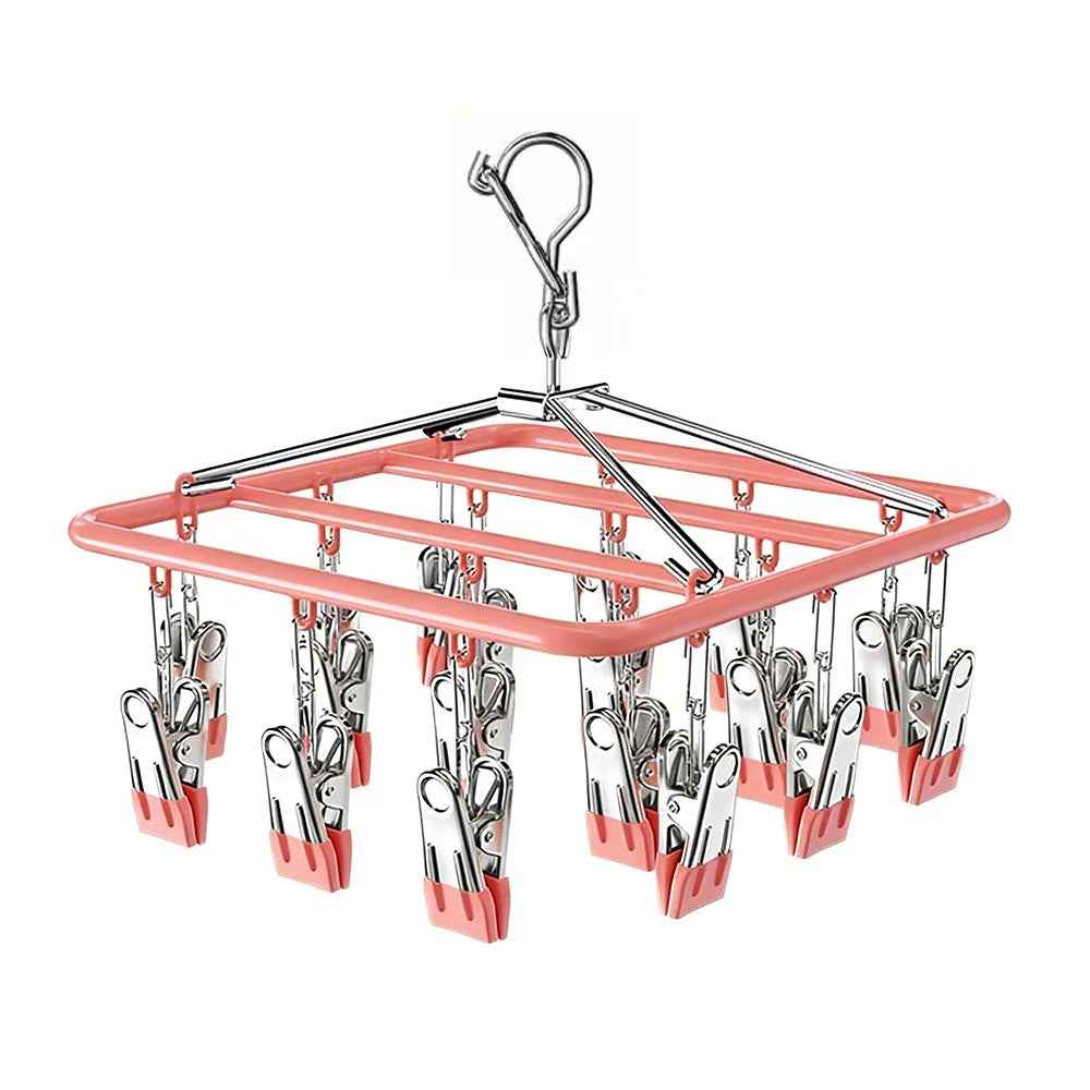 Stainless Steel Clothes Drying Rack Non-Slip 18/24 Clips