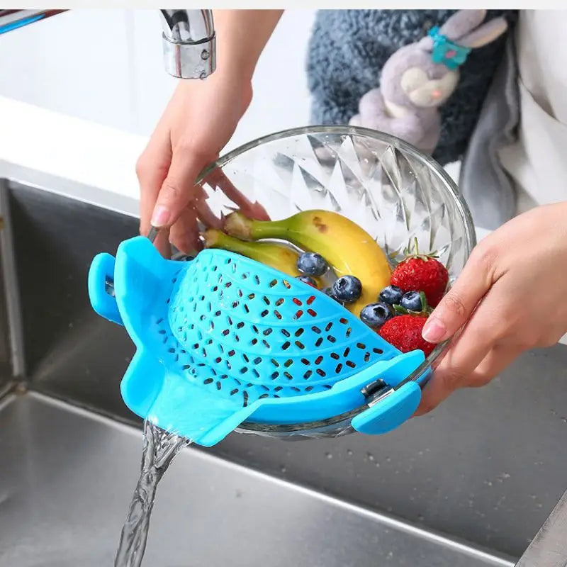 Universal Silicone Clip-On Pan Pot Strainer Anti-Spill Pasta