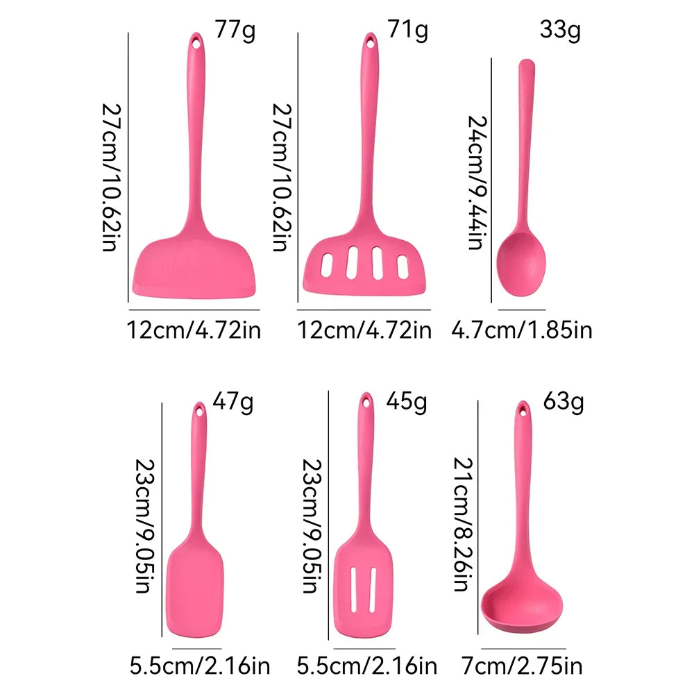 1/6pcs Pink Silicone Utensil Non-Stick Pans Silicone Spatula