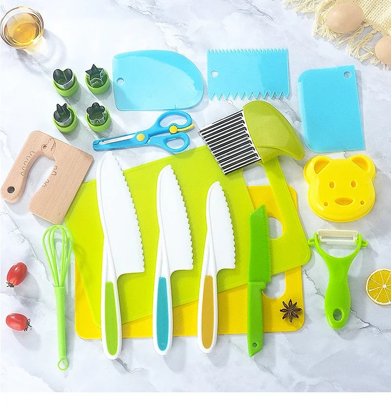 13/17pcs Montessori Kids Cooking Safe Knives Toddler 2-8