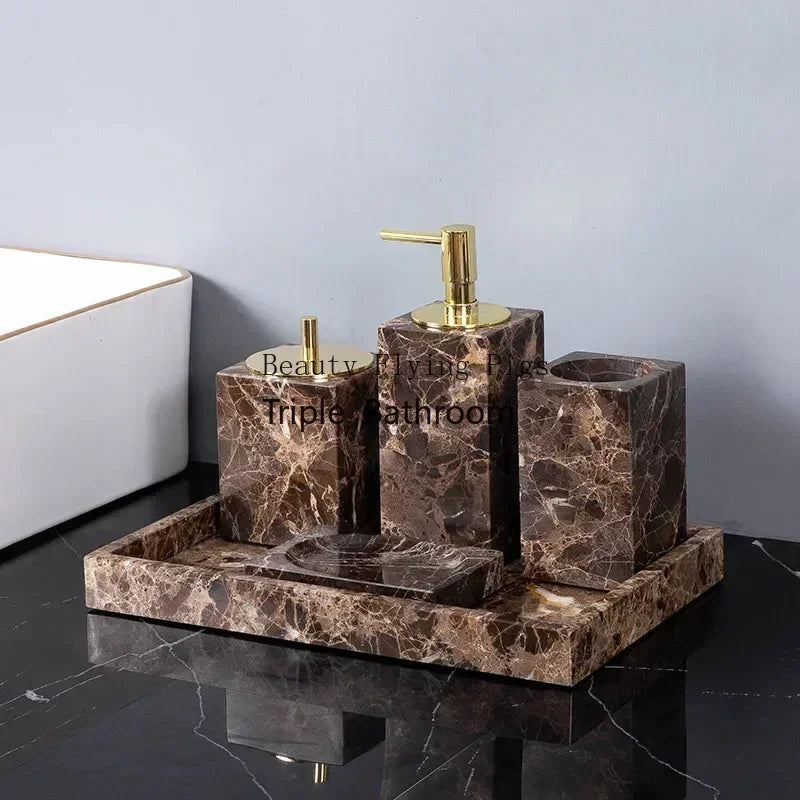 Emperador Dark Natural Marble Bathroom Brown Luxury Toothbrush