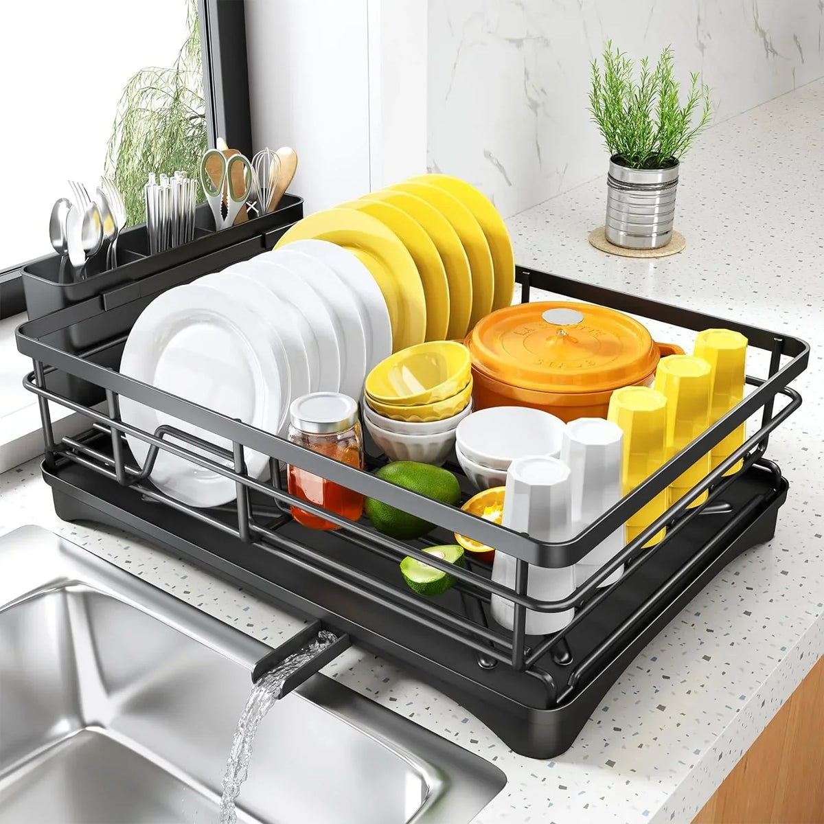 Spacious Dish Rack Drainboard - Rust-Resistant Countertop Drainer