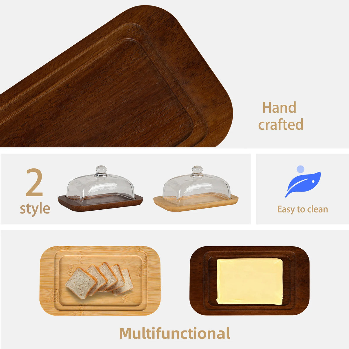 Bread Box Glass Lid Butter Dish Cheese Storage
