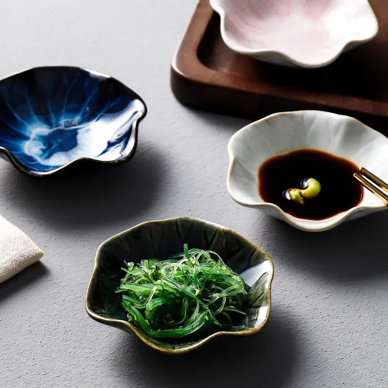 Japanese Ceramic Plate Retro Kiln Glaze Barbecue Mini