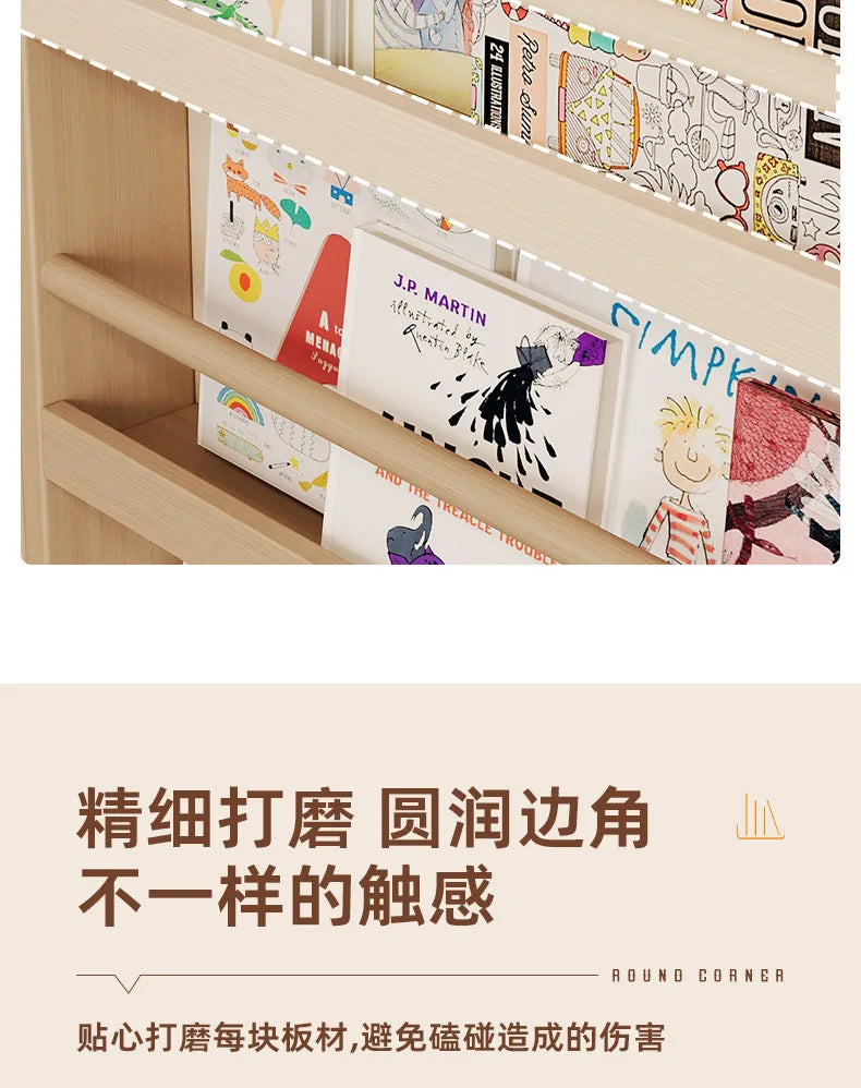 Corner Storage Rack Ultra-Thin Solid Wood Floor-Standing Bookcase