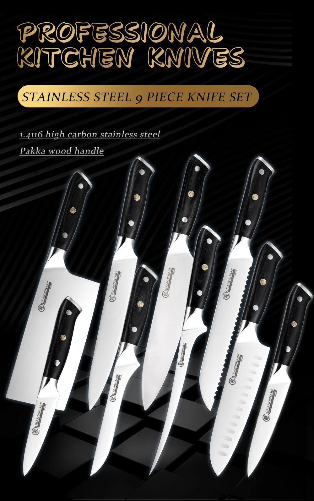 Grandsharp Knives Germany 4116 High Carbon Stainless Steel