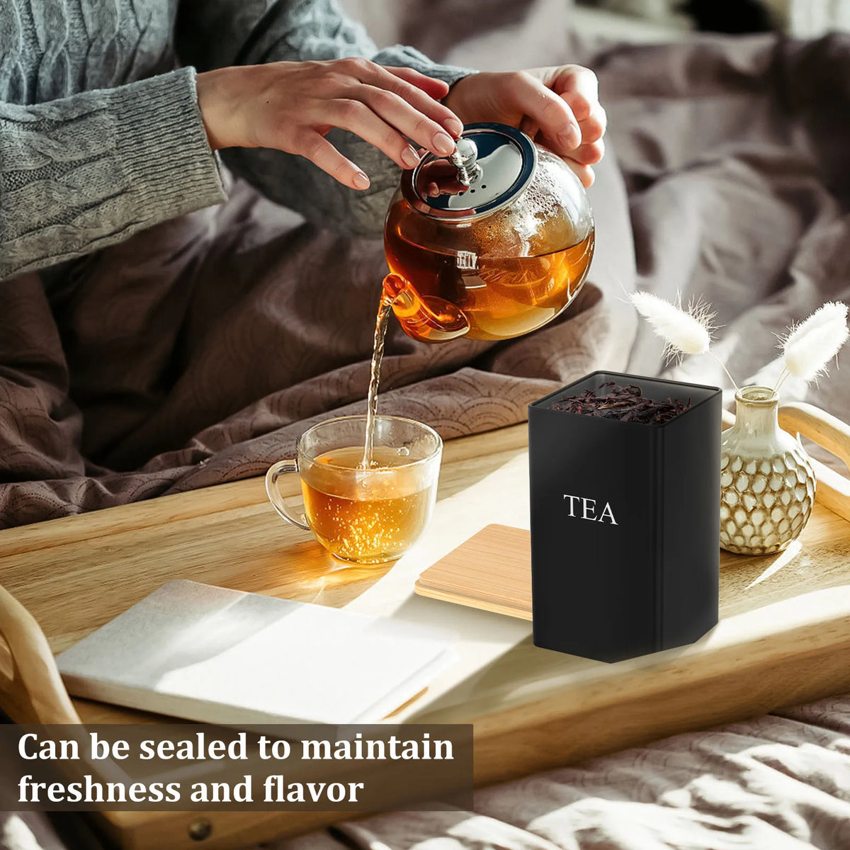 3pcs Coffee Bean Tea Sugar Jars Vacuum Sealed