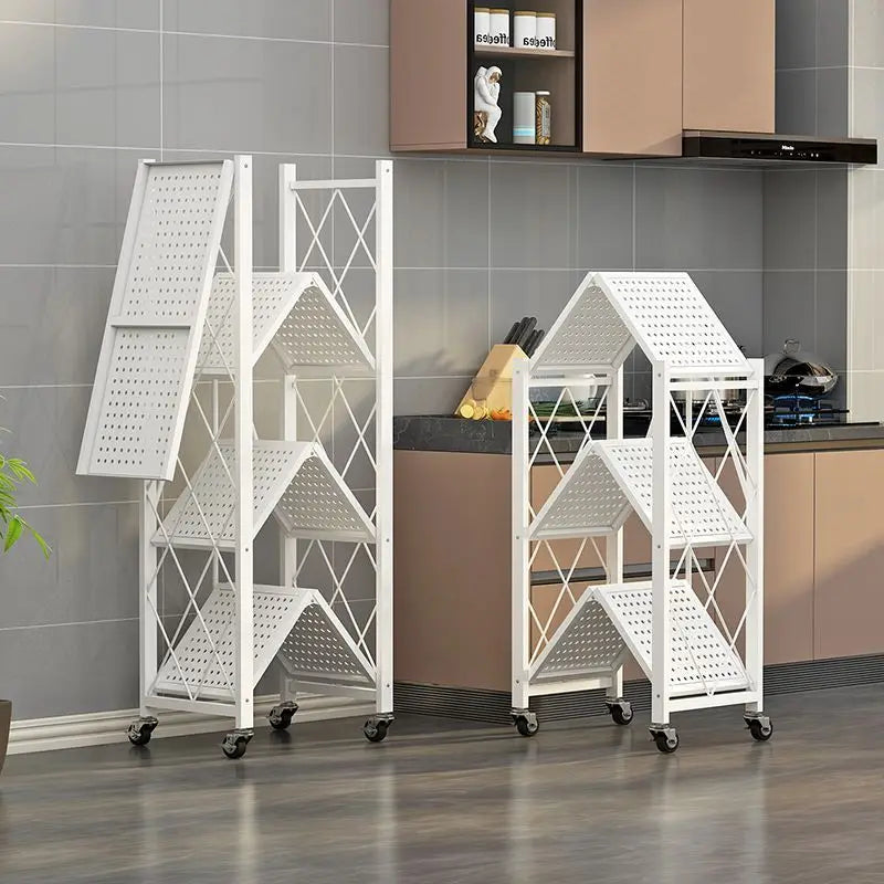Foldable Large Iron Frame Storage Living Room Rack