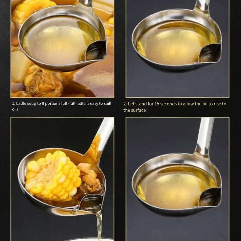 Stainless Steel Oil Separating Spoon Soup Colander Gravy
