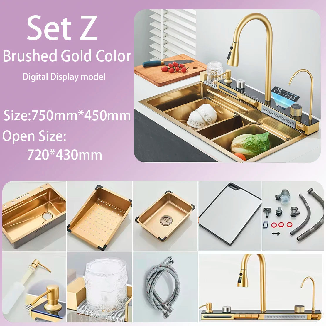 Sink Faucet Large Integrate Digital Display Multi-Function