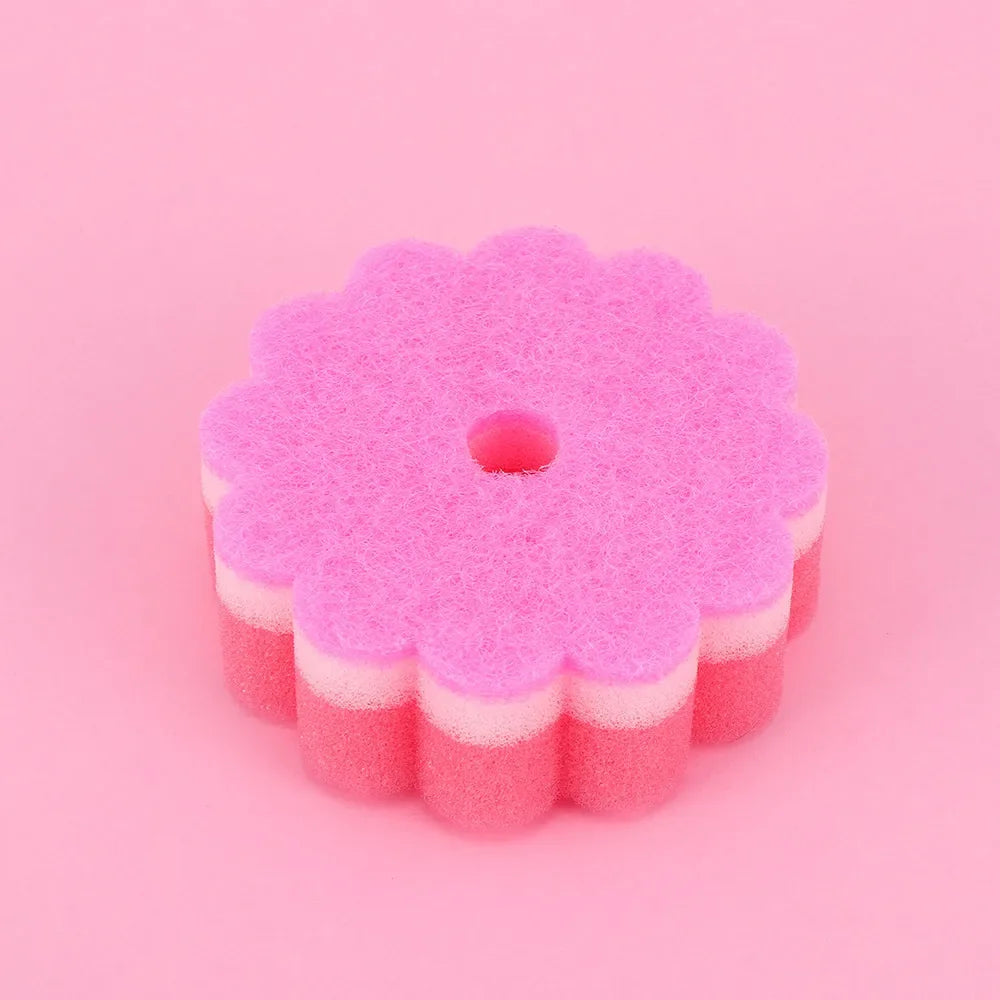 Practical Sponges Scouring Pads Flower Shape Sponge Brush