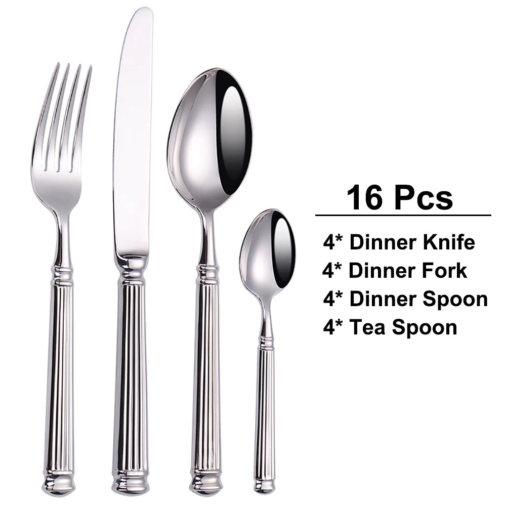 12/16/20 Pieces Sliver Tableware Stainless Steel Cutlery Elegant