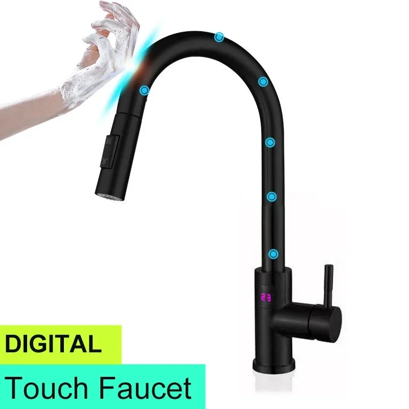 Smart Digital Touch On Faucets Pull Down Cold