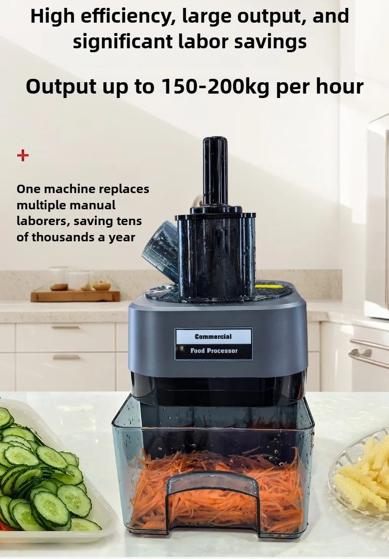 Commercial Double Spout Vegetable Cutter In Dicing Shredding