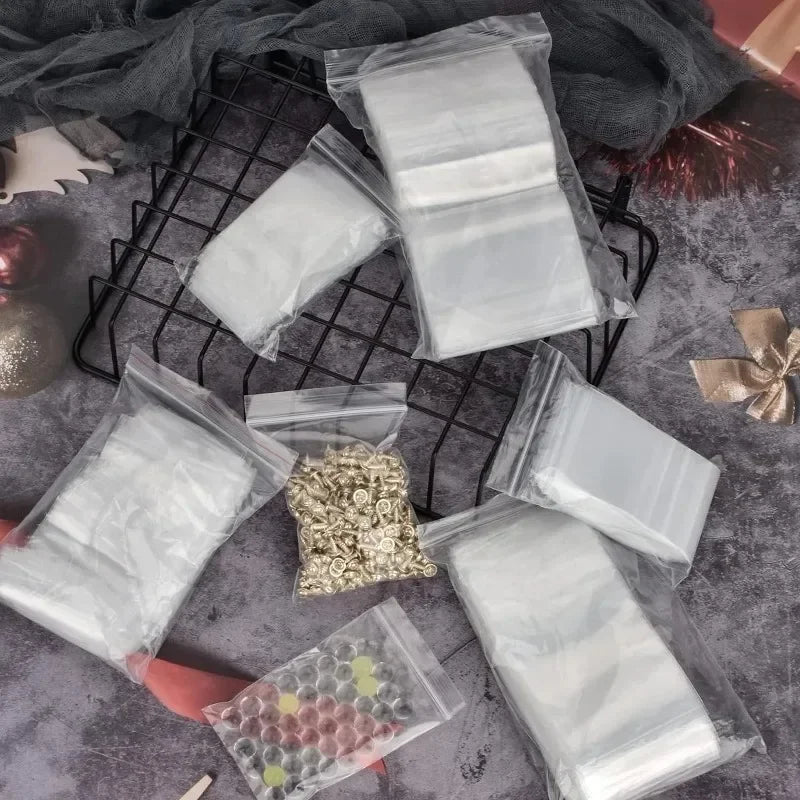 100-600pcs Small Zip Lock Plastic Bags Reclosable Transparent