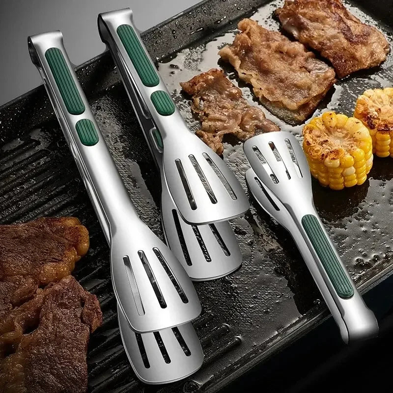 1pc Non Slip Stainless Steel Food Tongs Meat