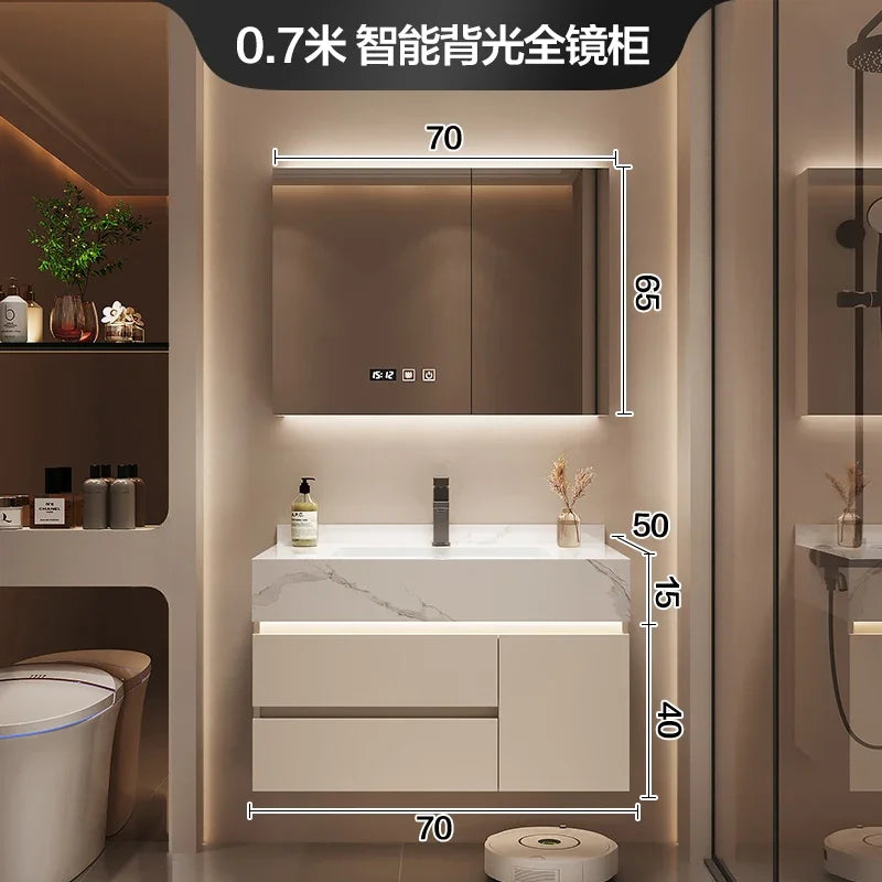 Partitions Storage Bathroom Cabinet Organizer Mirror Wall Shelves