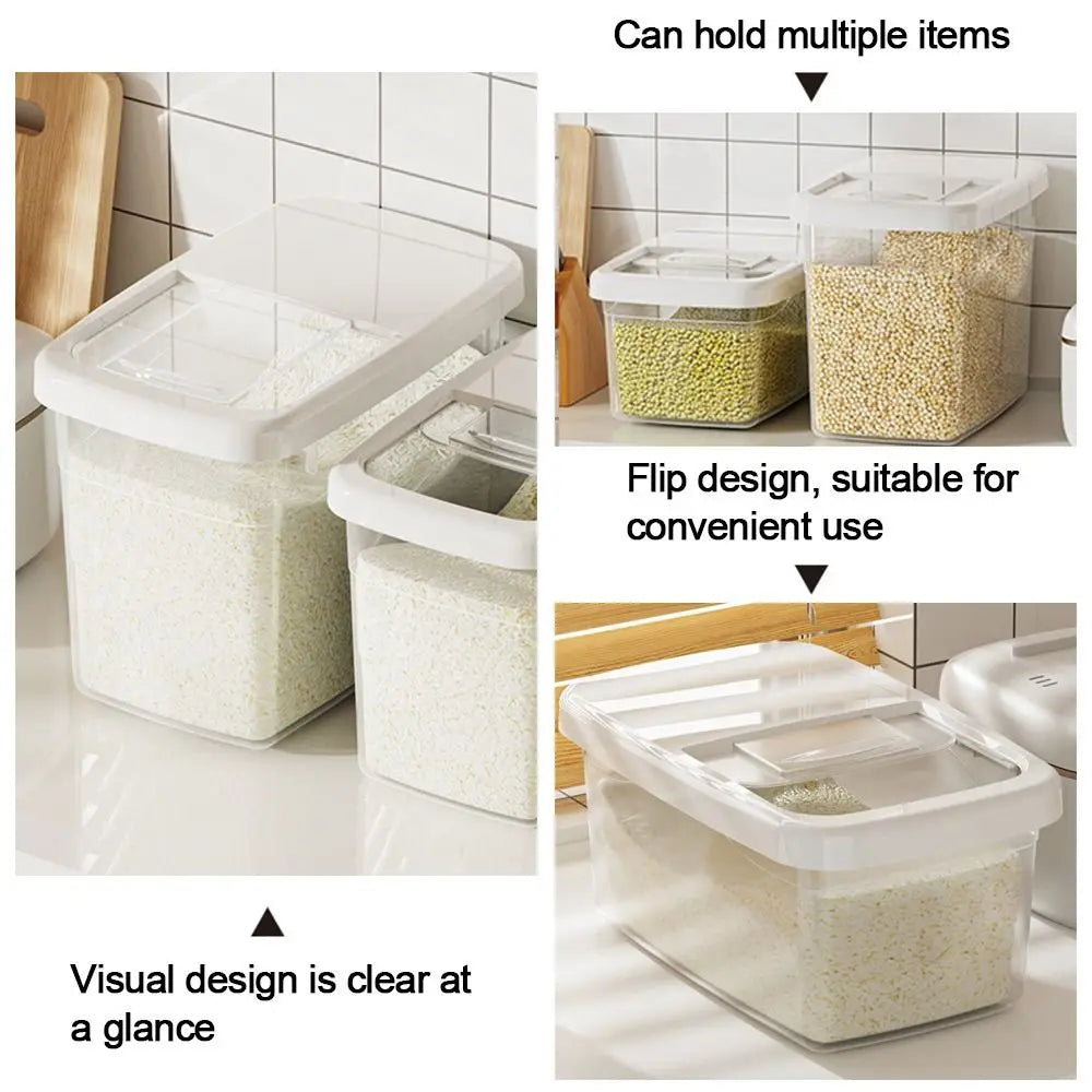 Moisture-Proof Rice Bucket Large Capacity Transparent Rice Grain