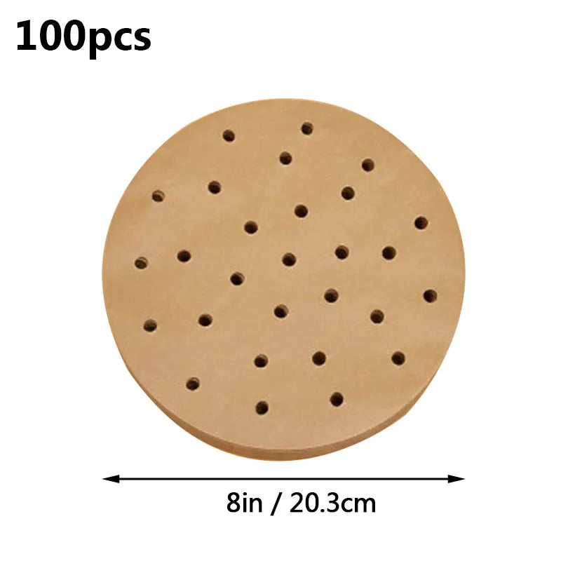 100pcs Air Fryer Liner Non-Stick Steamer Pad Baking