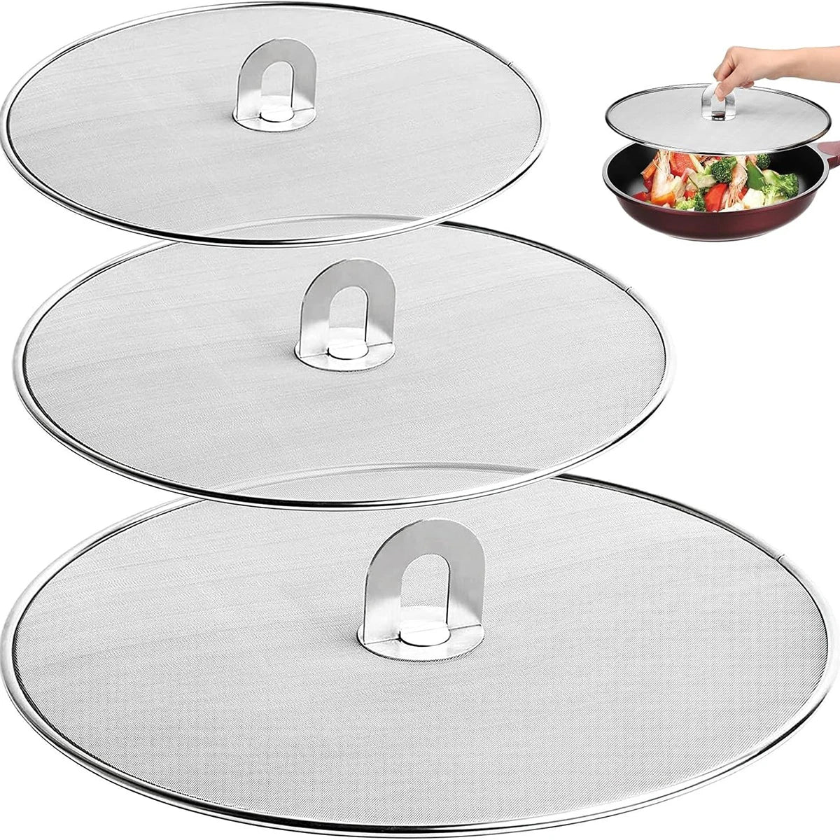 3-Piece Splatter Screen Frying Pans 13 /11 /9
