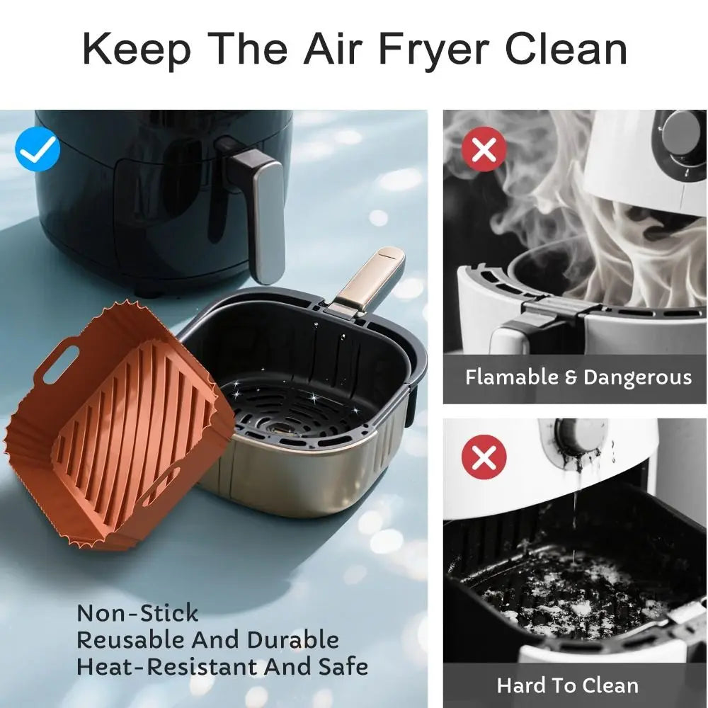 Large Size Silicone Airfryer Basket Liners Square Shape