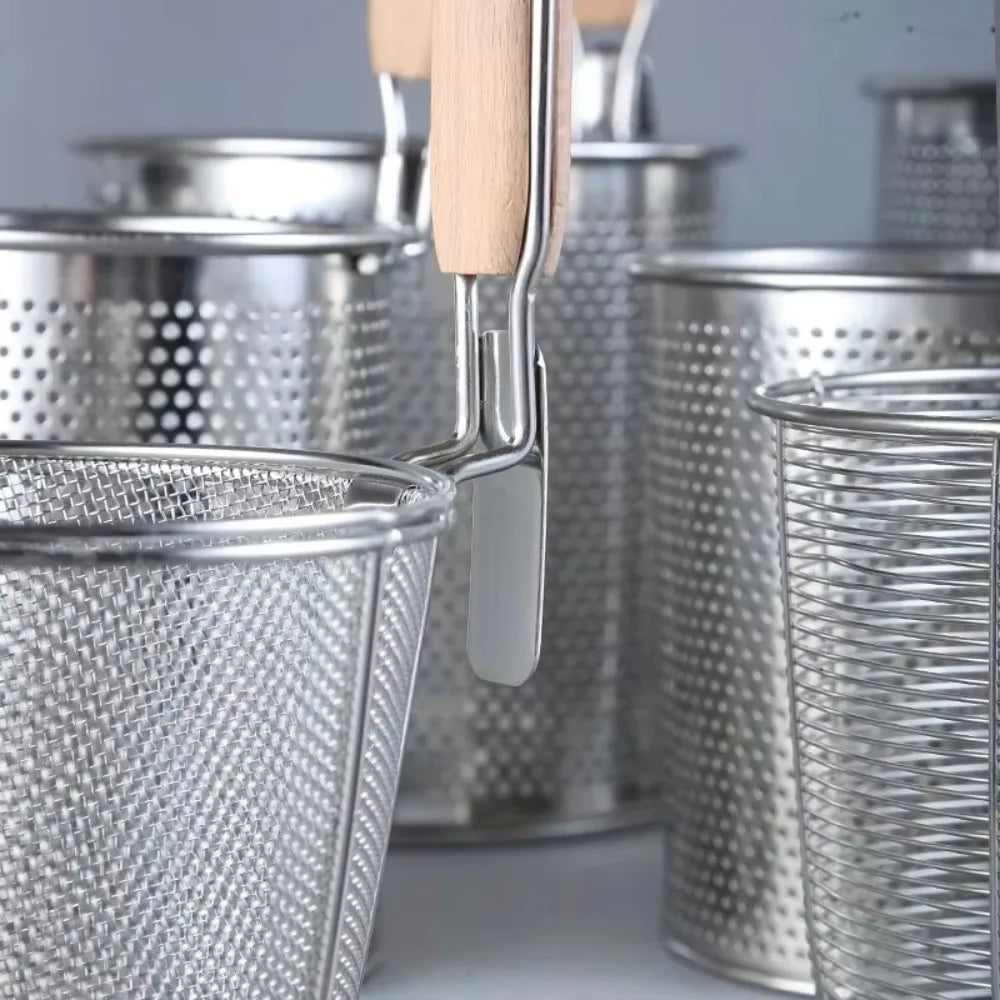 Durable Thickened Stainless Steel Funnel Wooden Handle Pasta