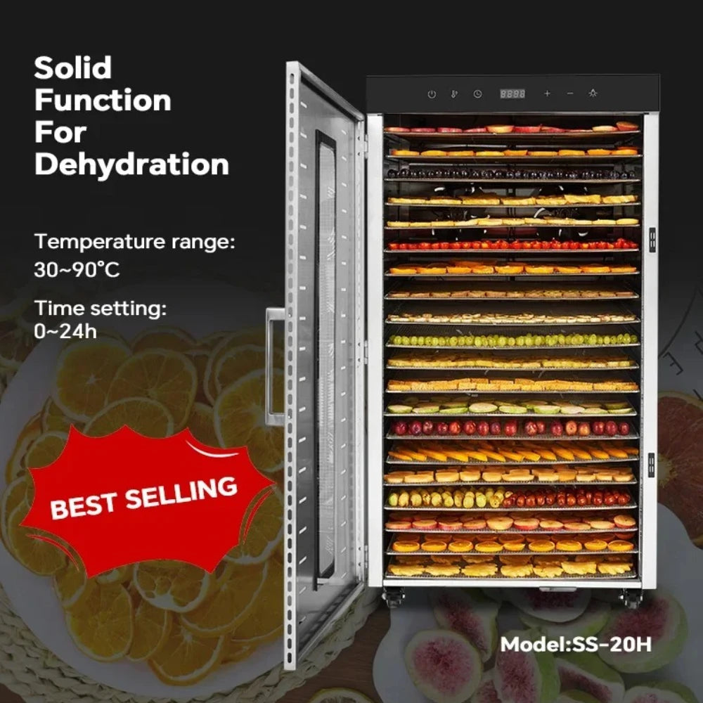 2000w Commercial Food Dehydrator 20 Trays Stainless Steel