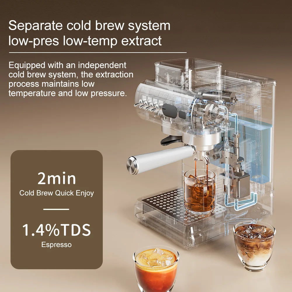 Semi-Automatic Espresso Machine Built-In Grinder & Cold Dual
