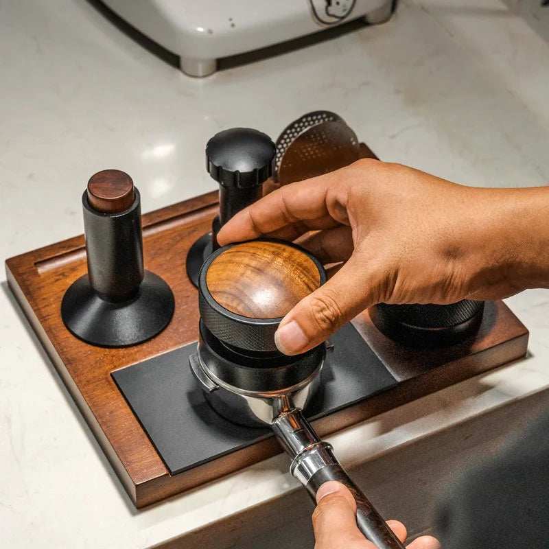 51-58mm Universal Coffee Tamper Station Stand Wooden Coffee