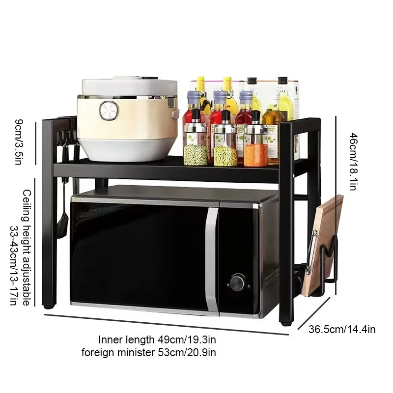 Height Adjustable Microwave Stand Heavy Duty 2-Tier Storage