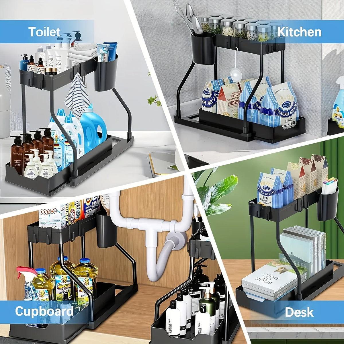 Space Saving Tier Under Sink Organizer Pull Out