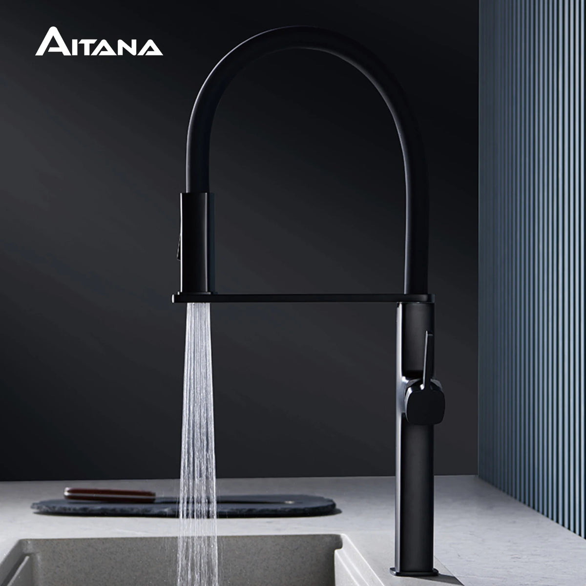 Luxury Black Brass Faucet Simple Design Magnetic Suction