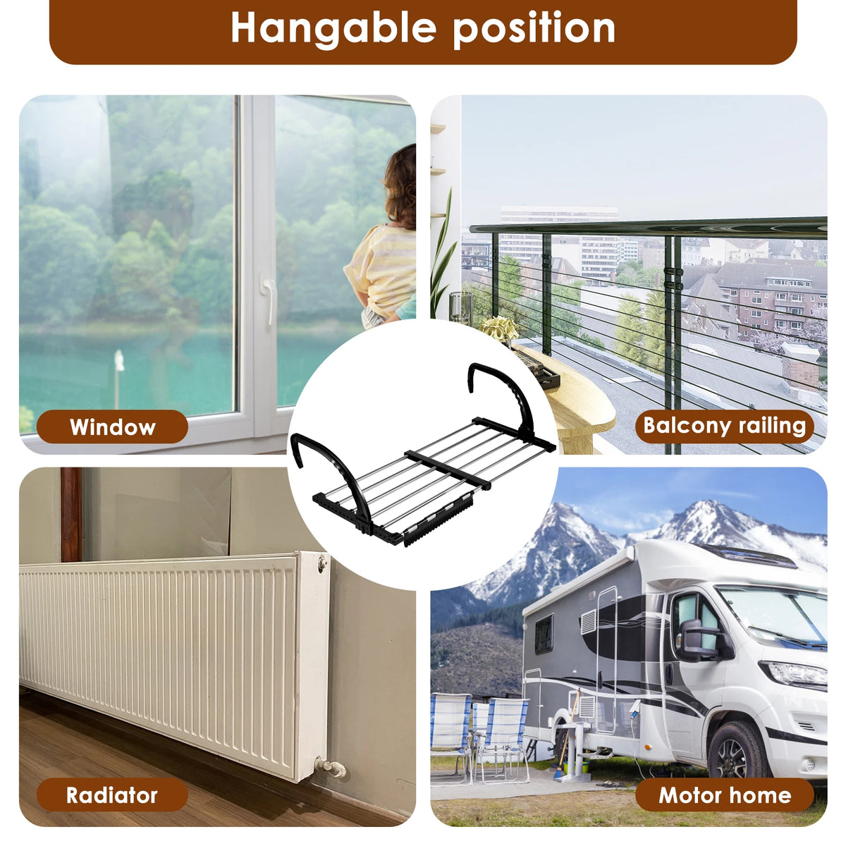 Extendable Radiator Drying Rack Stainless Steel Foldable Balcony