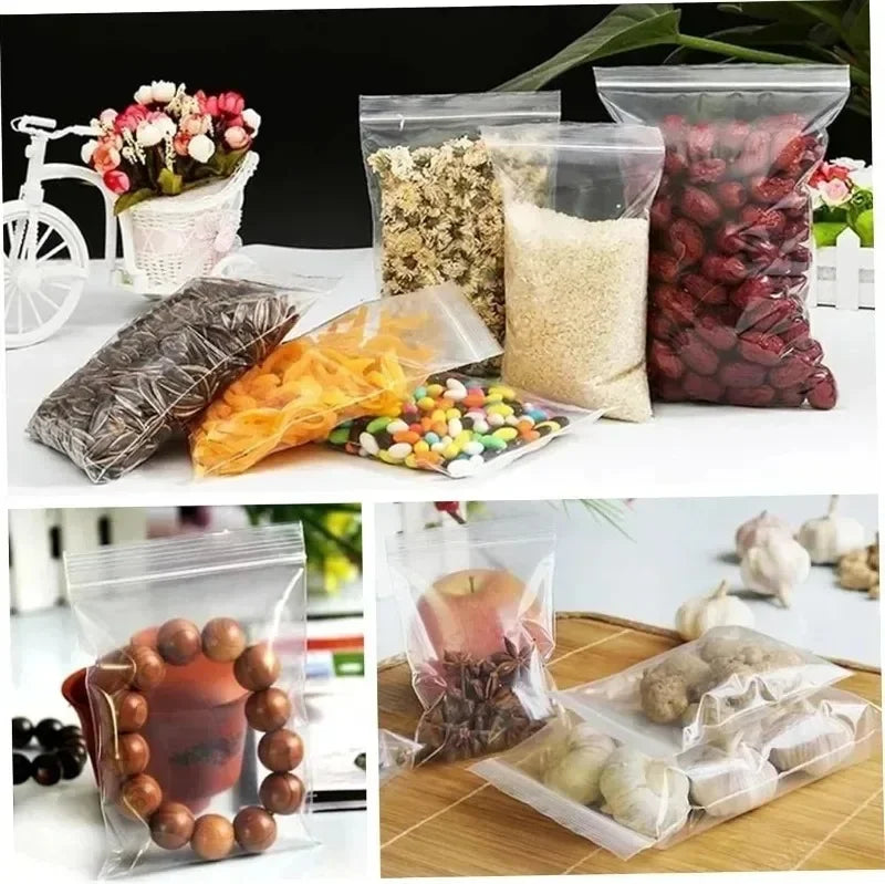100-600pcs Small Zip Lock Plastic Bags Reclosable Transparent