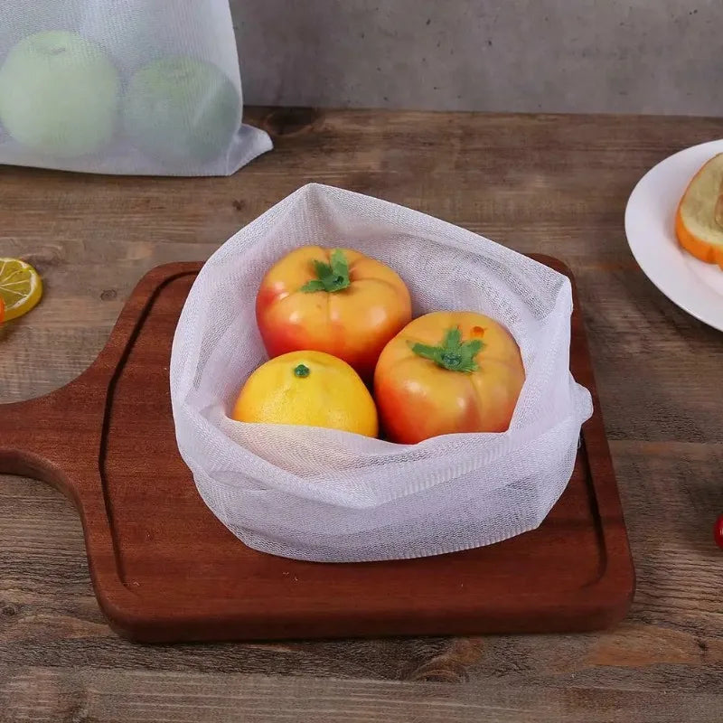 5pcs Reusable Fruit Vegetable Storage Bags Washable Food