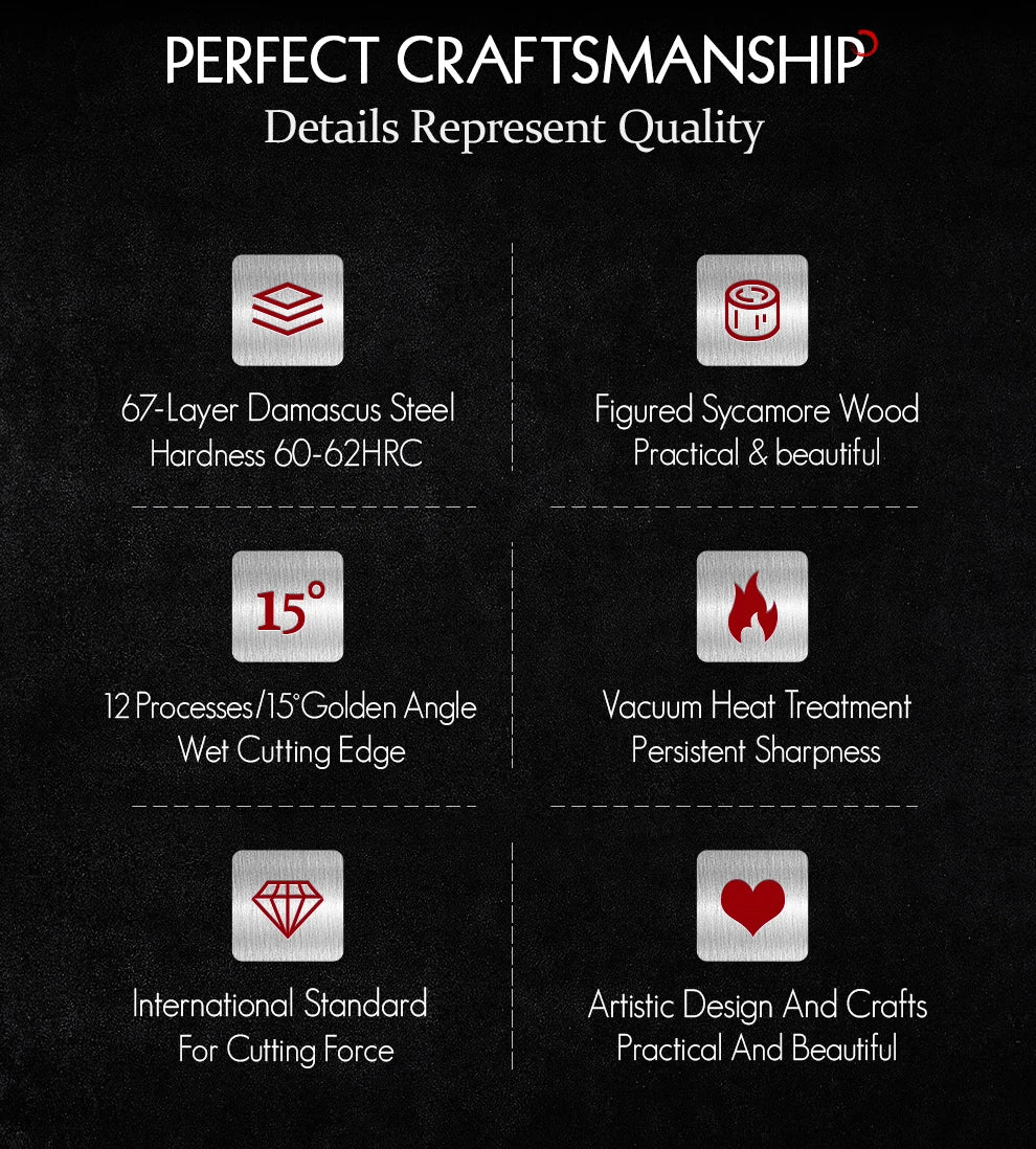 Hezhen Knife 1-7pc Damascus Steel Knives Chef Knife