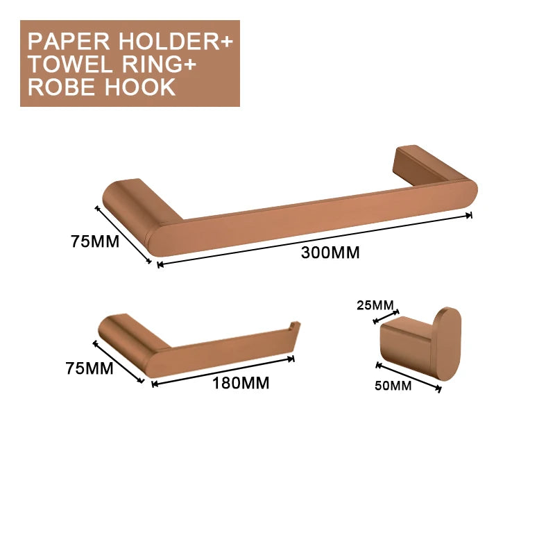 Brushed Rose Gold Toilet Paper Holder Towel Bar