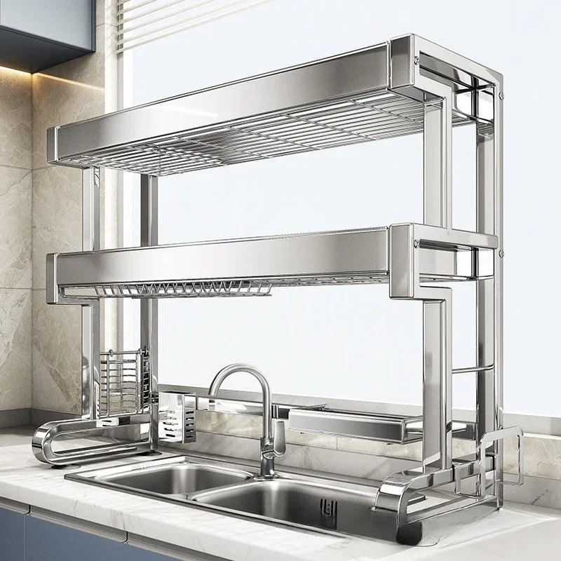304 Stainless Steel Sink Storage Rack Layers Shelf