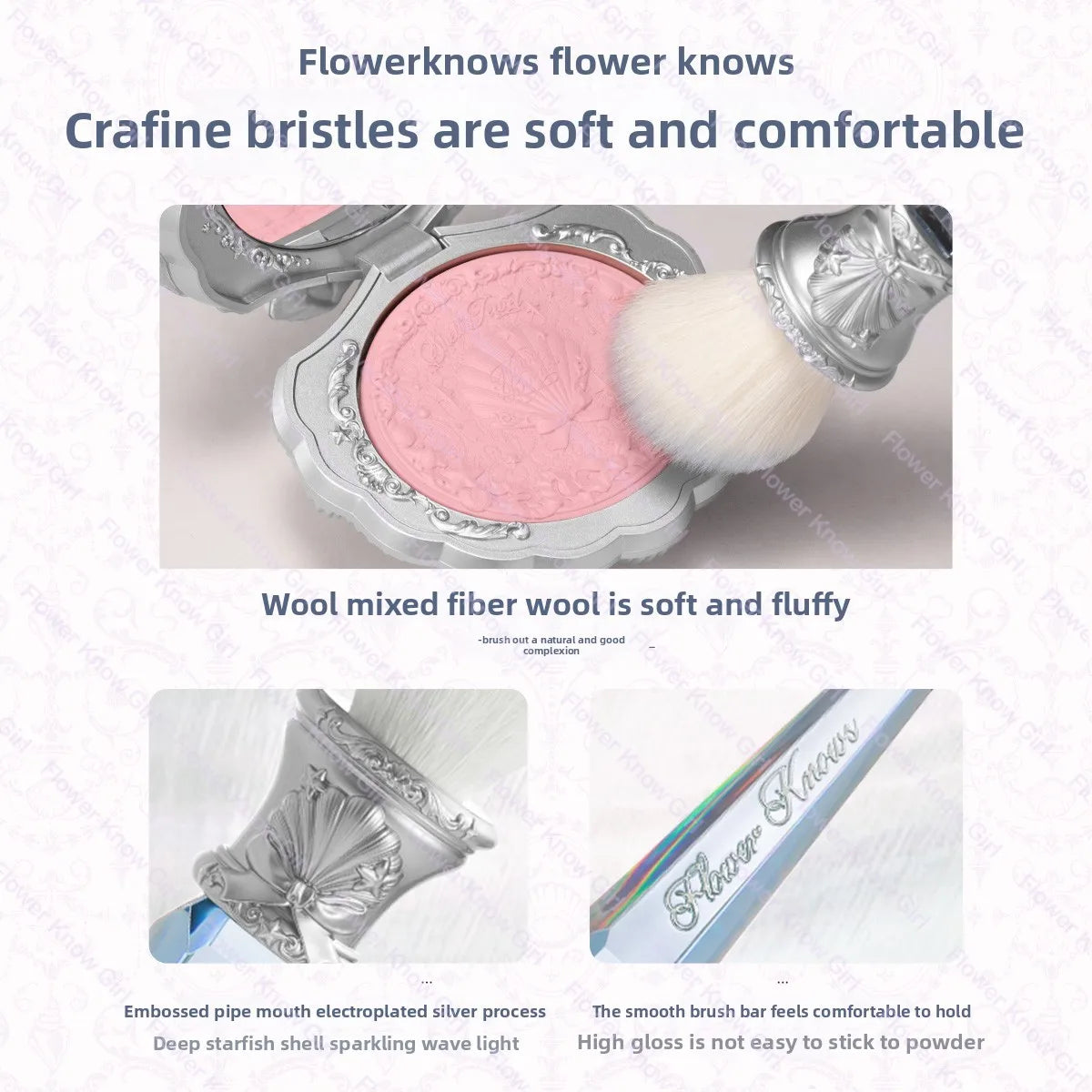 Luxury Crystal Flower Knows Blush Brush Ultra Soft