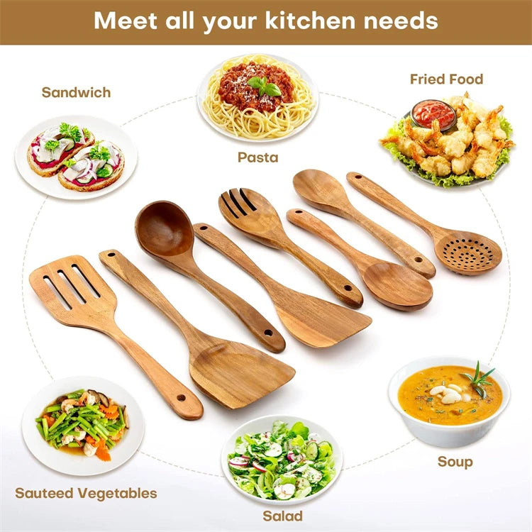 Wooden Utensil Natural Acacia Wood Cooking Utensils Durable