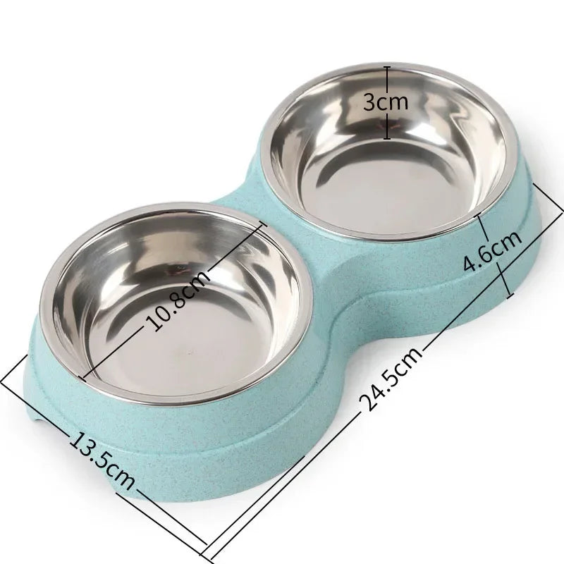Antislip Double Dog Bowl Silicone Mat Durable Stainless