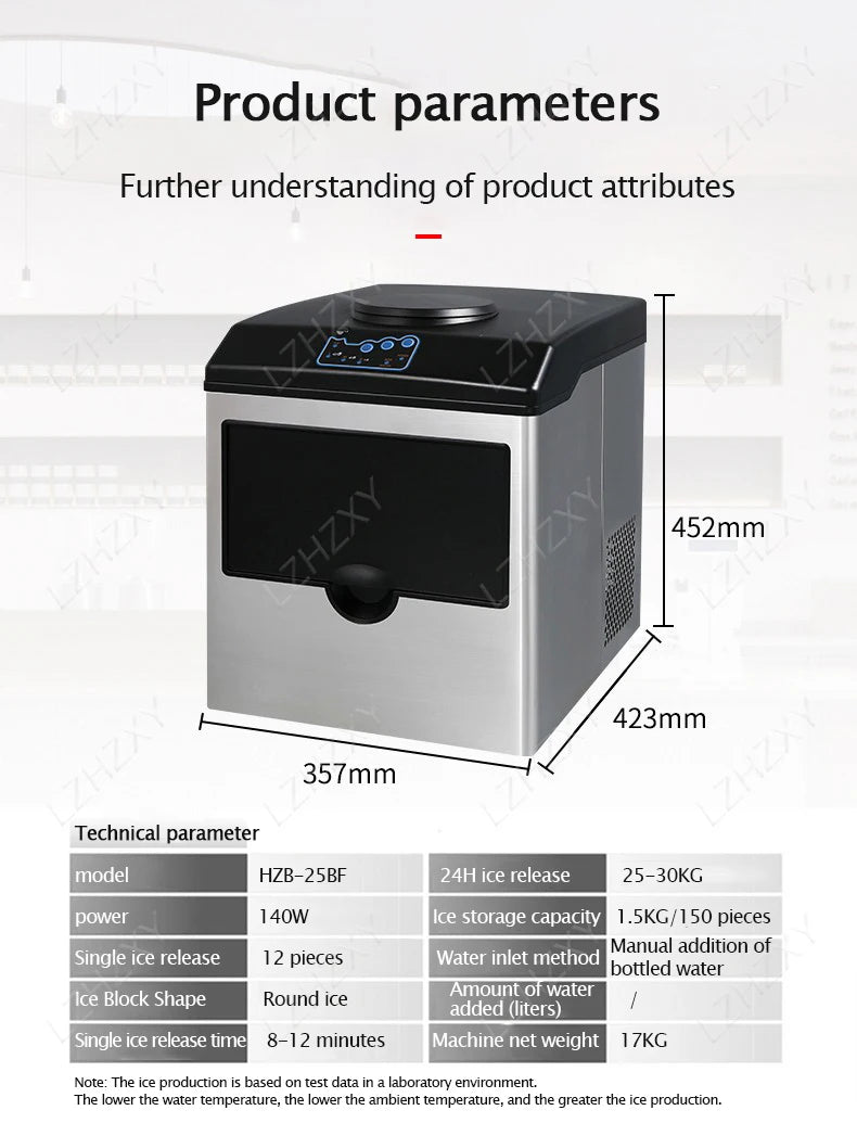 25kg Ice Maker Electric Commercial Ice Cube Maker