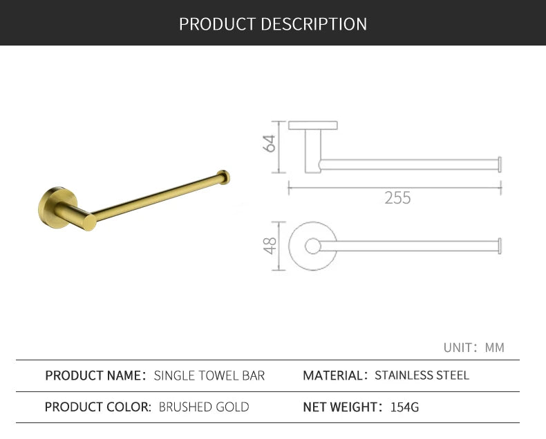 Bathroom Towel Rack Shelf Paper Holder Stainless Steel