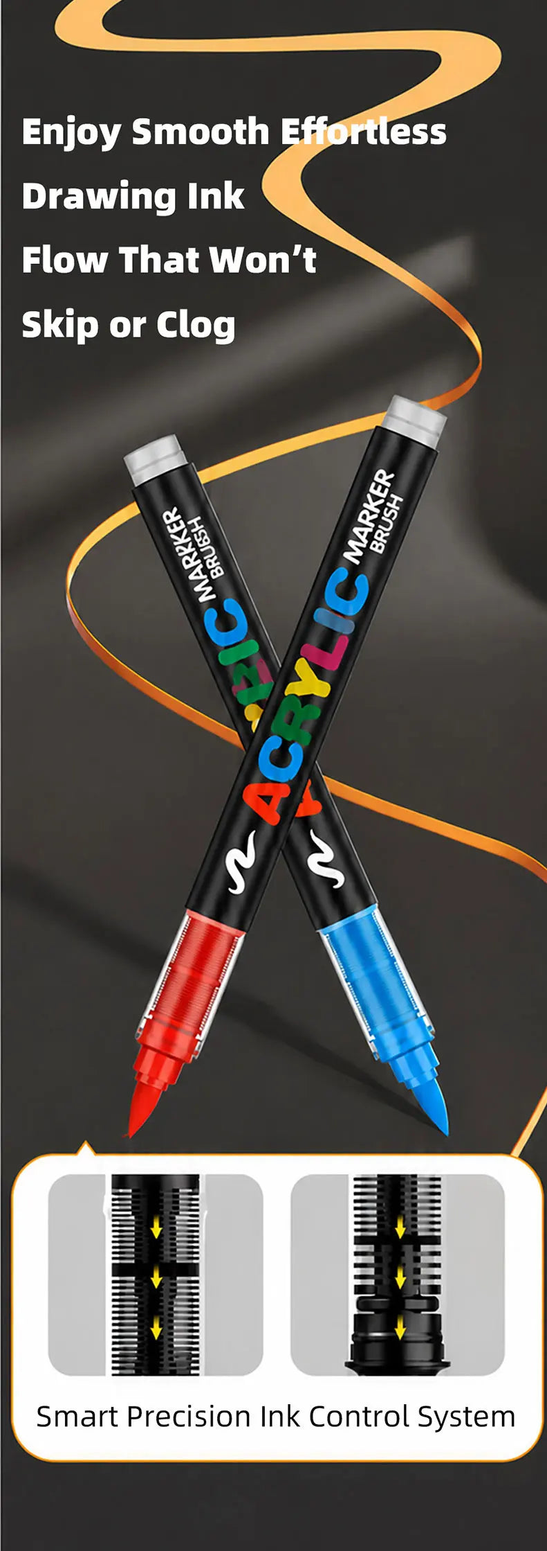 12-366 Colors Acrylic Marker Permanent Markers Brush Tip