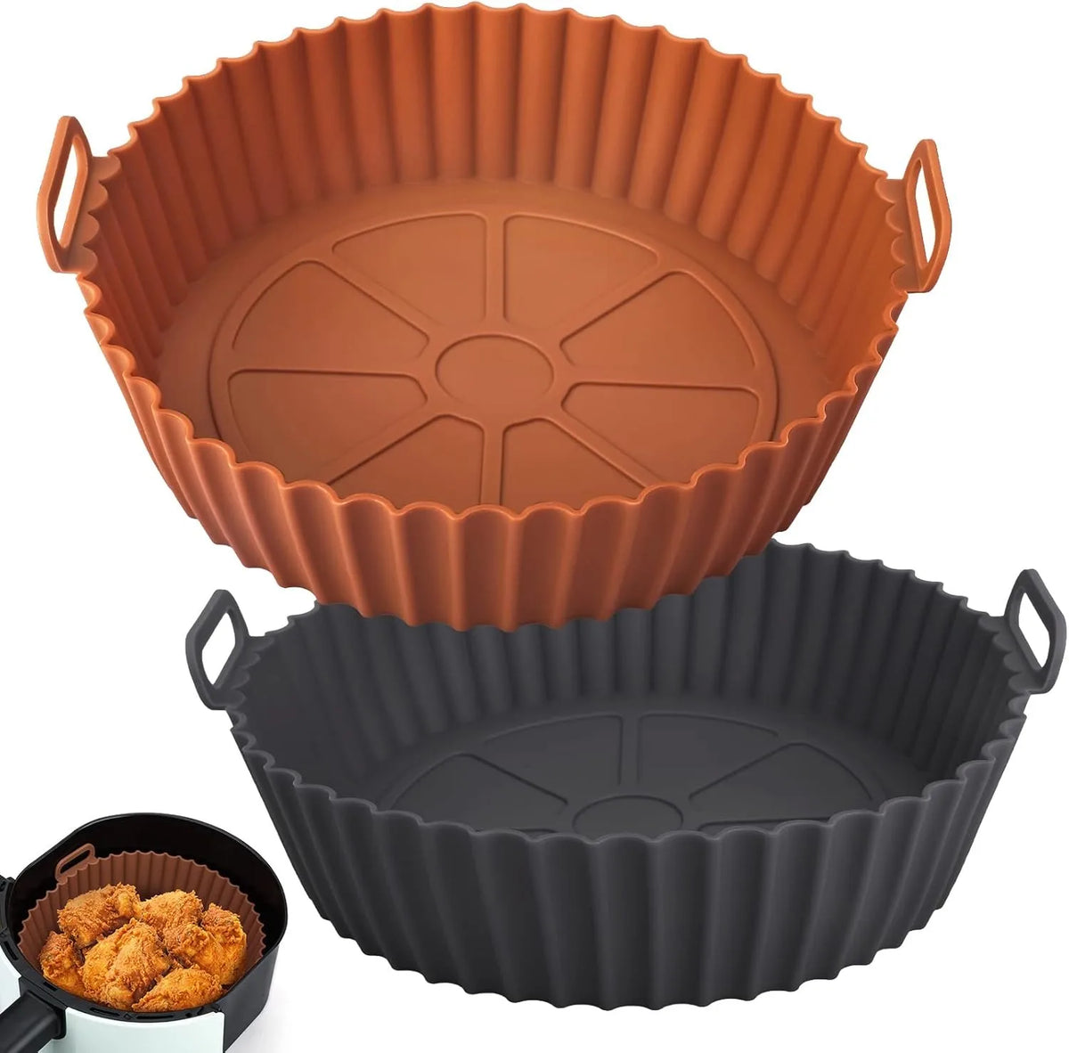 1pc Air Fryer Silicone Baking Tray Mat Circular